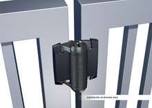Load image into Gallery viewer, D+D Technologies “Truclose” Gate Hinges in Black on gate material